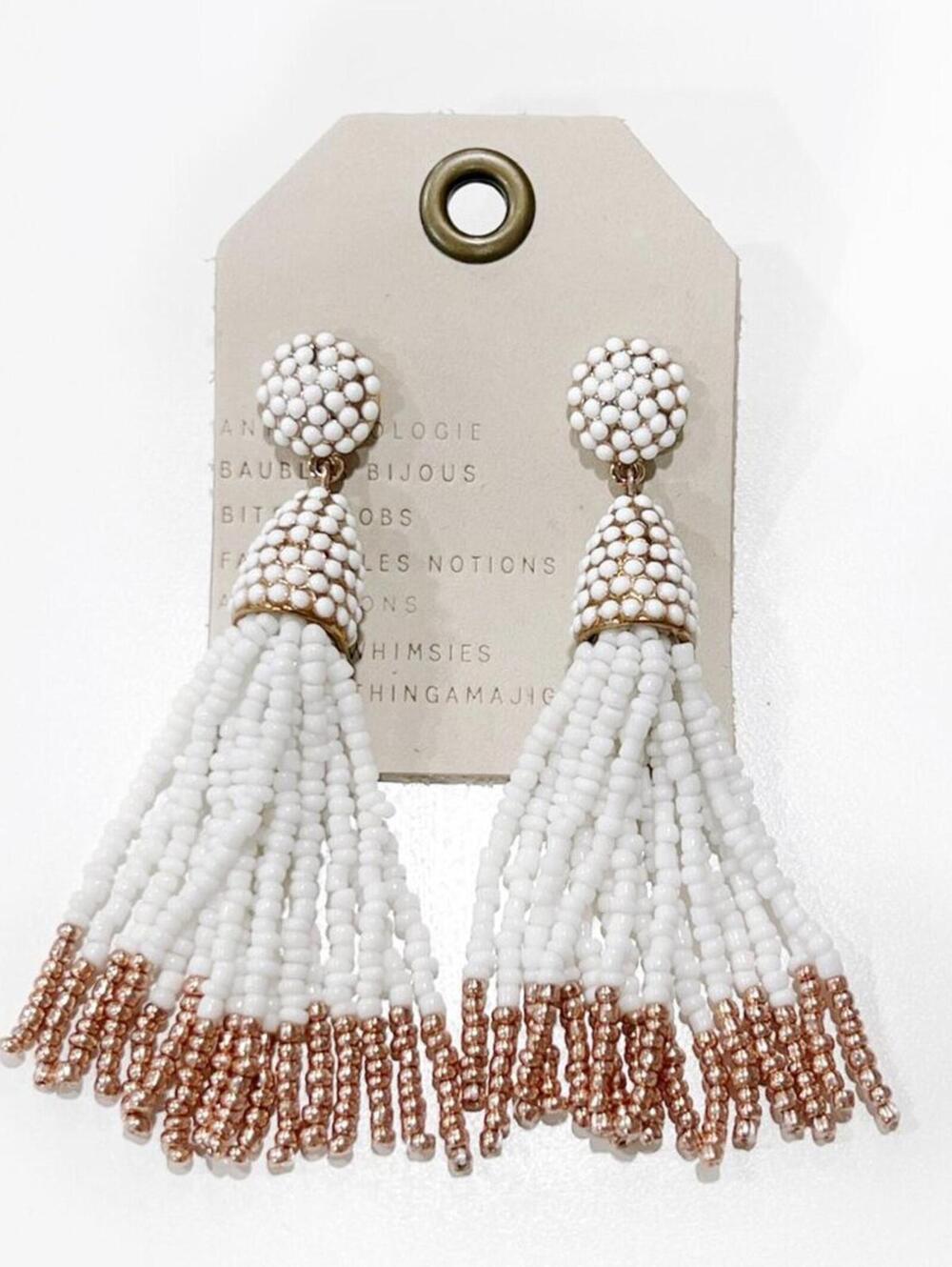 Anthropologie Beaded Tassel Earrings